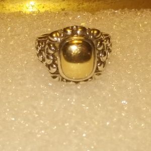 Esposito Gold & Silver Scroll and Beadwork Ring